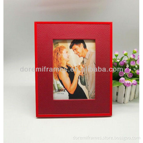 Red leather and aluminum promotional photo frame
